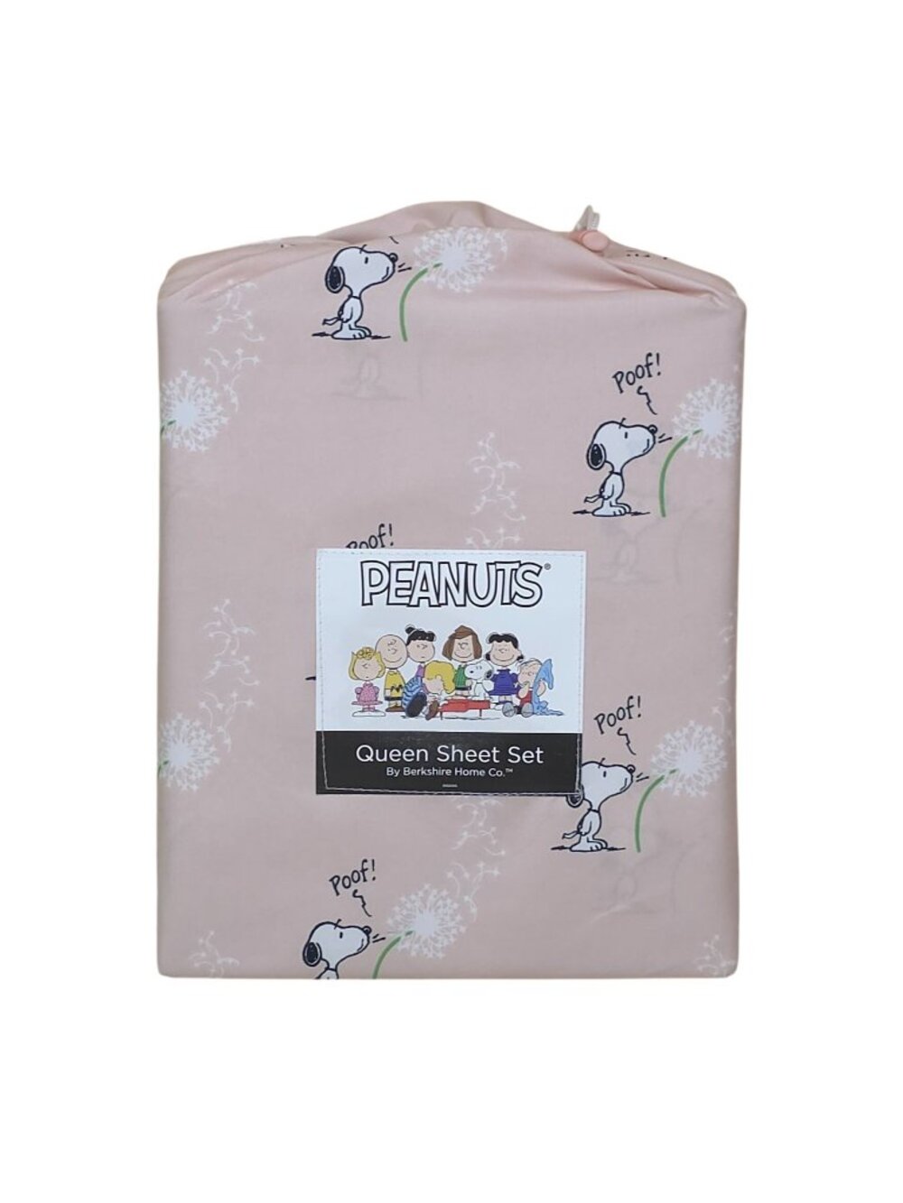 Peanuts Snoopy Queen Sheet Set By Berkshire Pink with Dandelion & Poof Spring